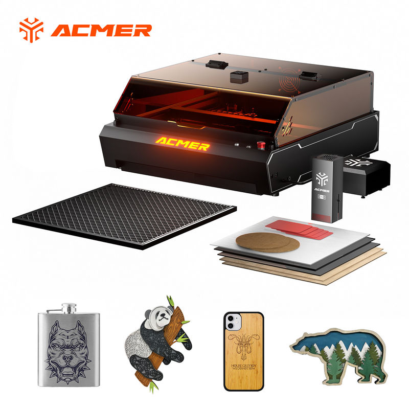 ACMER P3 精密レーザー彫刻切削機 96W IRダイオードレーザー 0.01mm 動き精度 アクリル用